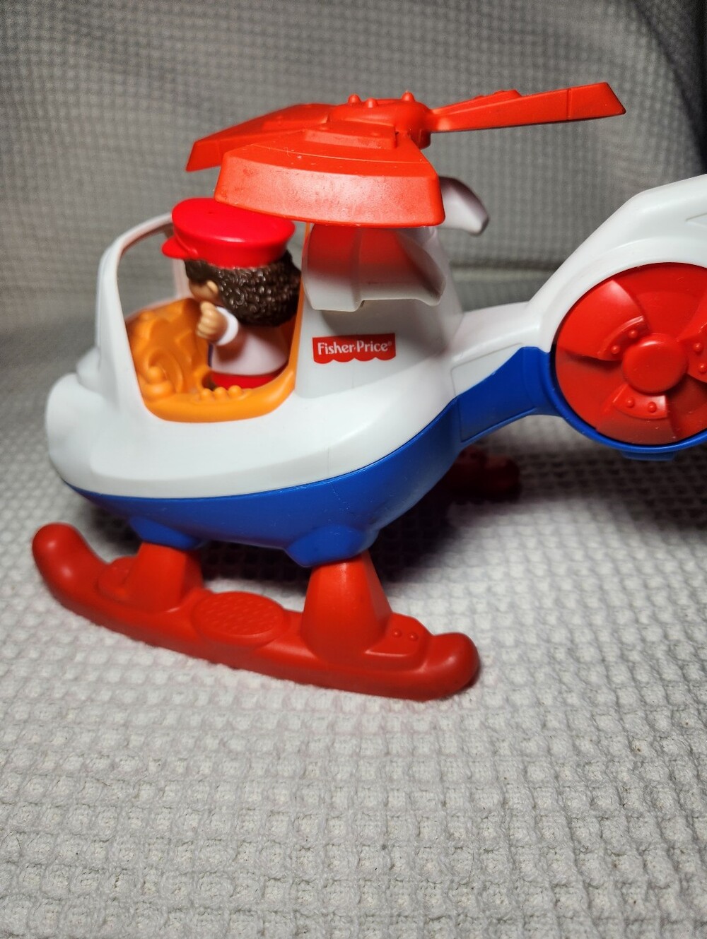 Fisher-Price Little People White, Red and Orange Rescue Chopper with Pilot - Picture 6 of 9